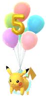 Pikachu in the Flying 5Th Anniv costume