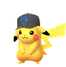 Pikachu in the Gofest 2026 Cap Blue costume