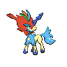 Keldeo Resolute Form, Front, in Black & White