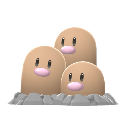 Dugtrio, Front, in Brilliant Diamond & Shining Pearl