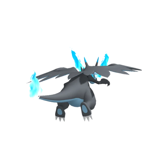 Charizard Mega X, Back, in Pokémon Champions