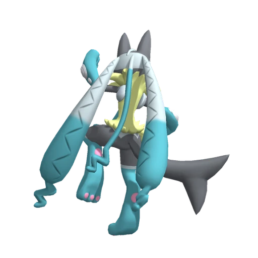 Lucario Mega Z, Back, in Pokémon Champions