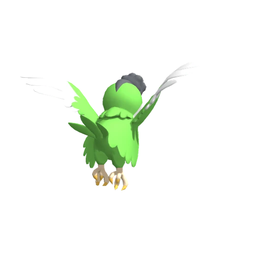 Squawkabilly Green Plumage, Back, in Pokémon Champions