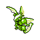 Scyther, Front, in Gold & Silver