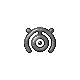 Unown M, Front, in Platinum