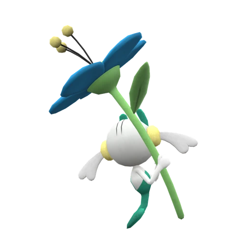 Floette Blue Flower, Back, in Scarlet & Violet