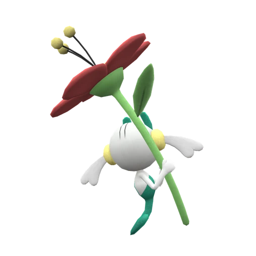 Floette Red Flower, Back, in Scarlet & Violet