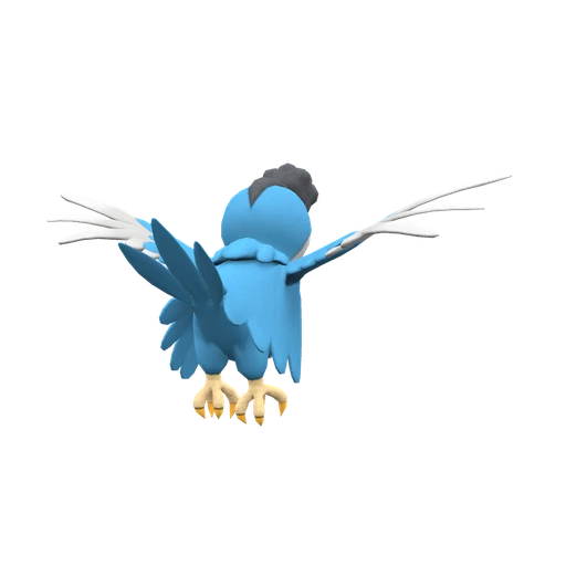 Squawkabilly Blue Plumage, Back, in Scarlet & Violet