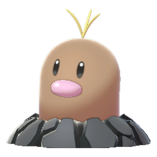 Diglett Alolan, Front, in Sword & Shield: The Isle of Armor
